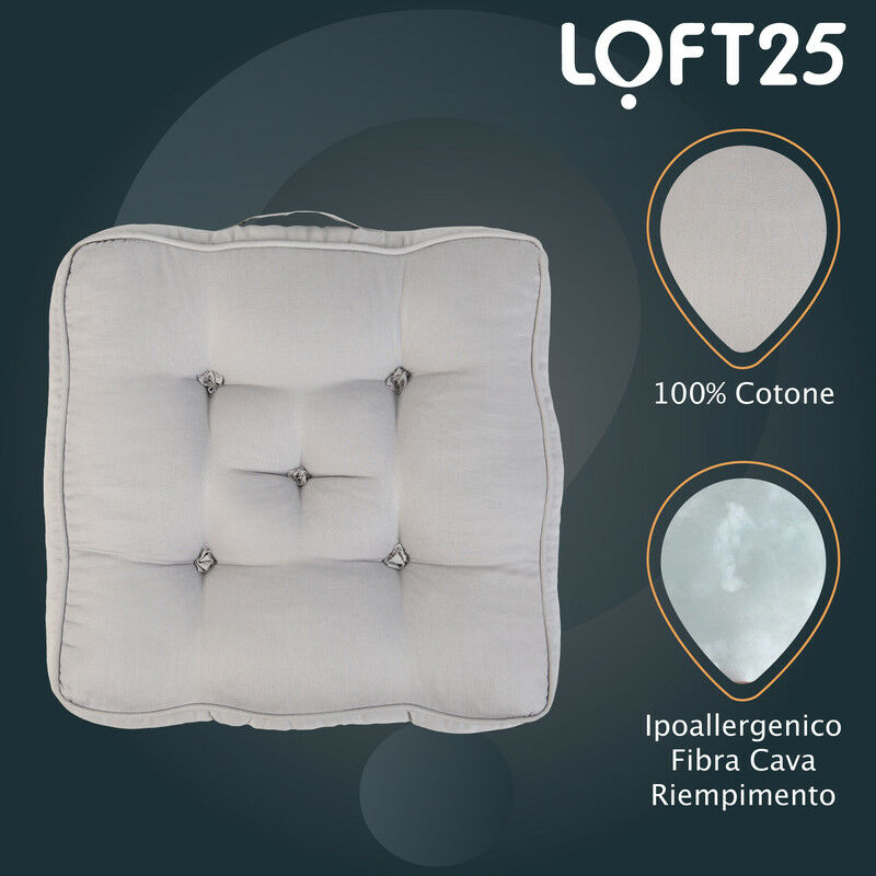 Loft 25 - Cuscino per poltrona da soggiorno - 50x50 cuscino per sedia  capitonné con maniglia per il