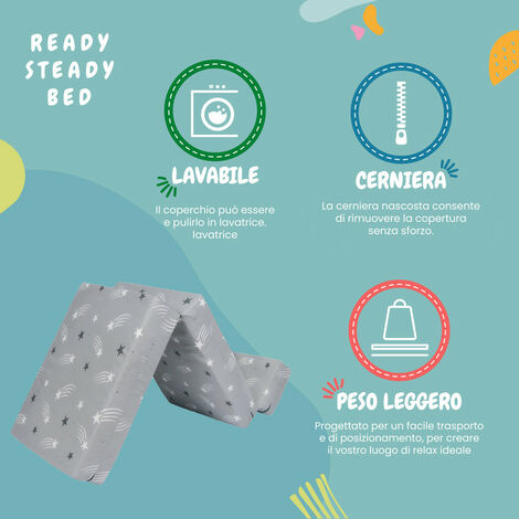 Ready Steady Bed Materasso singolo pieghevole per bambini - Materasso  pieghevole ospite con poggiatesta - Materasso pieghevole Futon