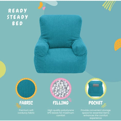 Ready Steady Bed - poltrona pouf a sacco per bambini - Pouf per bambini con  tasca portaoggetti - pouf