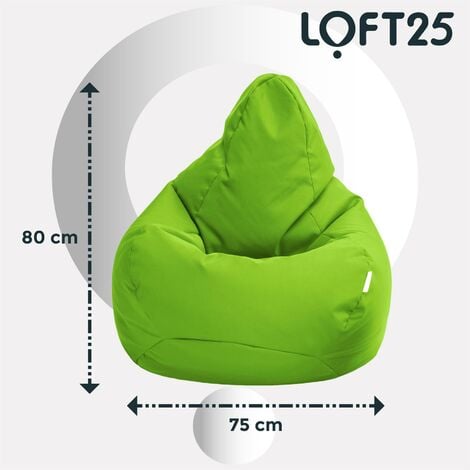 Loft 25 - Pouf poltrona a sacco per soggiorno - Pouf poltrona con schienale  alto per il gioco 