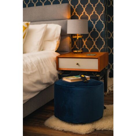 Loft 25 - Pouf poggiapiedi per soggiorno - Pouf rotondo per rilassarsi - Poggiapiedi a sacco in velluto con morbida imbottitura - Pacifico
