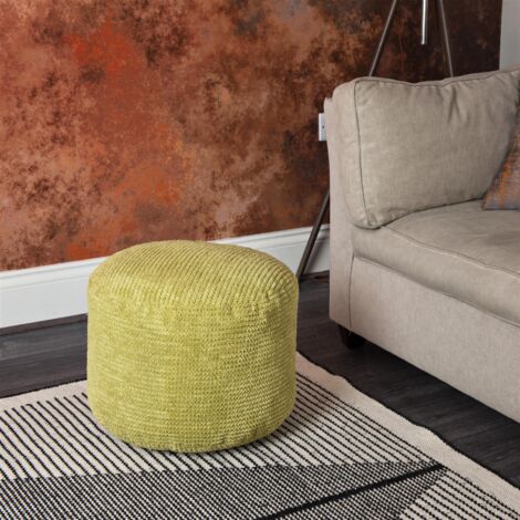 Loft 25 - Pouf poggiapiedi per soggiorno - Poggiapiedi a sacco in velluto a coste con morbida imbottitura - Pouf rotondo per rilassarsi - Lime