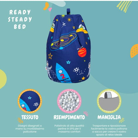 Ready Steady Bed Pouf per bambini per rilassarsi - Pouf a sacco per bambini  per sale giochi