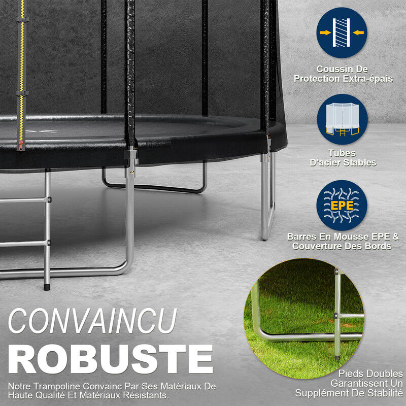 Monzana Trampoline 183 Cm Ø - Set Complet Avec Filet De Sécurité, Coussin Épais & Certification TÜV GS - Idéal Jardin Enfants Jusqu'à 50 Kg