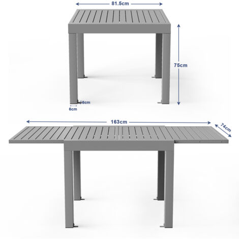 Table Jardin Extensible Devoko 80/160x80 Cm | Aluminium Résistant | Idéale Terrasse, Balcon & Extérieur