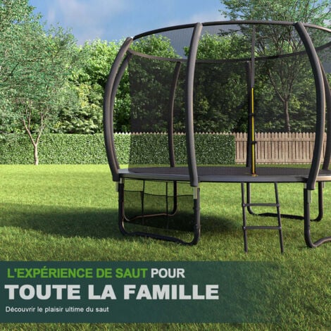 Trampoline Sport saut à l'élastique ceinture de sécurité filet de rangement extérieur jardin taille 305cm trampoline noir devoko