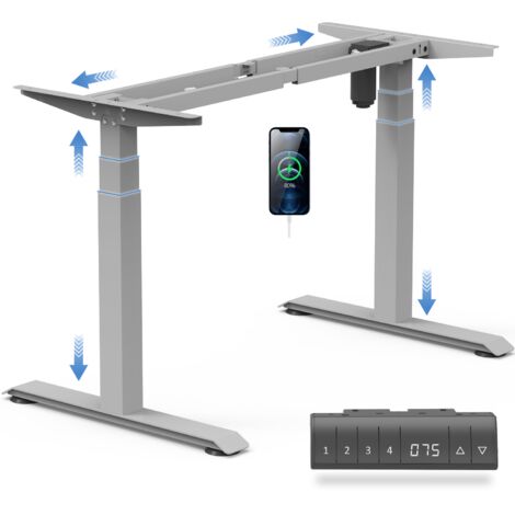 Zone réglable en hauteur 74-133CM, hauteur réglable en 3 étapes, avec prise USB Gris (1/5)