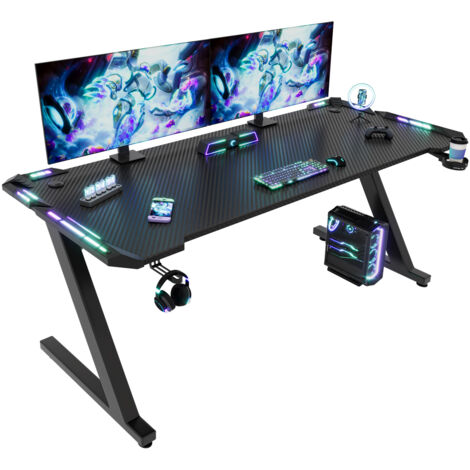 Devoko Fibre de carbone cool lampe photosport table avec support casque et porte - gobelet 160cm noir (1/3)