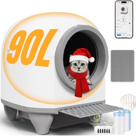 Devoko Litière Chat Autonettoyante 90L,Bac à Litière Autonettoyante,élimination des Odeurs,Contrôle APP,Litière Autonettoyante avec Tapis de Litière pour 1.5-10 kg Chat
