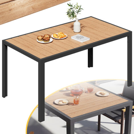 Table de Jardin Extérieure en Aluminium  Résistance Totale aux Intempéries et Finition Bois  Facile à Nettoyer  Pour 6 à 8 Personnes, Teck