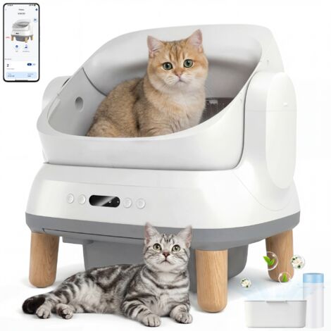 Litière pour Chat autonettoyante, litière autonettoyante Automatique et bac à litière Chat avec Design Ouvert, Taille XXL, Commande par APP et capteurs de sécurité, adapté aux Grands Chats