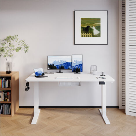 Devoko – Table élévatrice de bureau réglable en hauteur 140 cm – Capacité de charge 70 kg – Fonction mémoire 2 niveaux – Niveau de bruit ≤53 db
