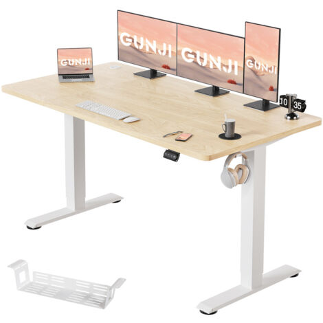 Devoko – Bureau assis debout électrique 140x60cm – Hauteur réglable 71-119cm – Mécanisme à moteur silencieux – Télécommande avec mémoire (1/5)