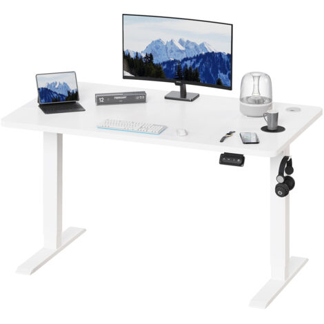 Devoko – Table élévatrice de bureau réglable en hauteur 120 cm – Capacité 70 kg – Fonction mémoire 2 niveaux – Bois épissé – Moteur silencieux