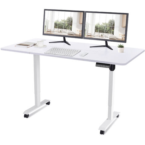 160CM Bureau debout réglable en hauteur avec moteur électrique, bureau d'ordinateur, hauteur à mémoire intelligente, protection contre les collisions avec les roues.