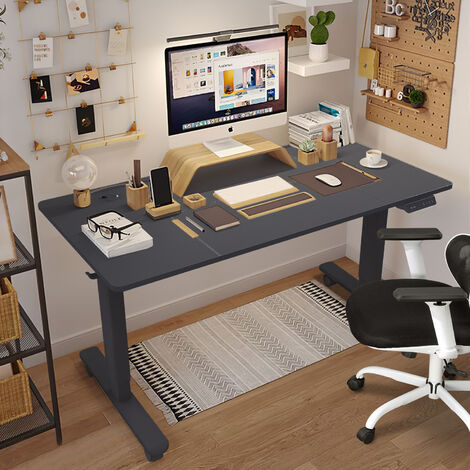 Devoko – Bureau assis debout électrique 160 cm – Hauteur réglable 72-118 cm – Ports USB et Type-C – 4 roues à blocage – Panneau de commande mémoire