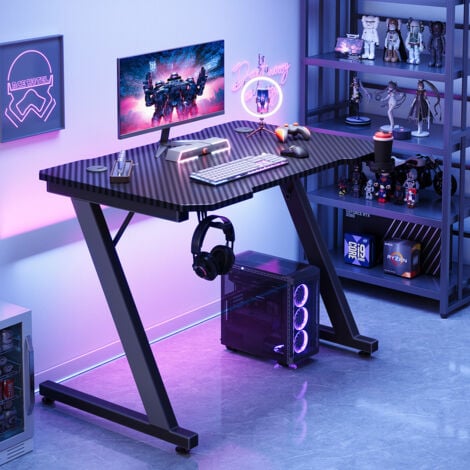 Devoko Table de jeu, 0.8x0.52m pieds Z Fibre de carbone cool lampe photosport table, avec porte-gobelet, porte-casque