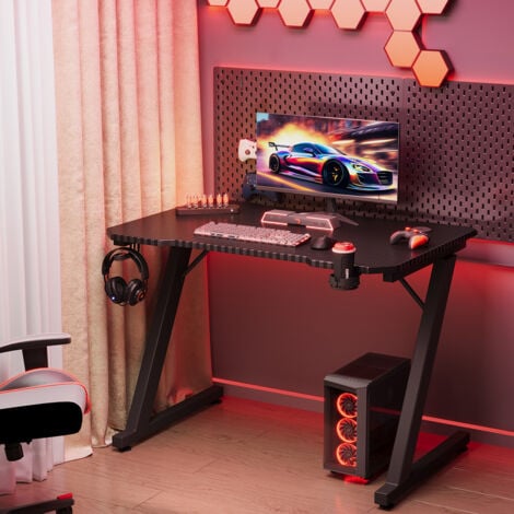 Devoko Table de jeu, 0.8x0.52m pieds Z Fibre de carbone cool lampe photosport table, avec porte-gobelet, porte-casque