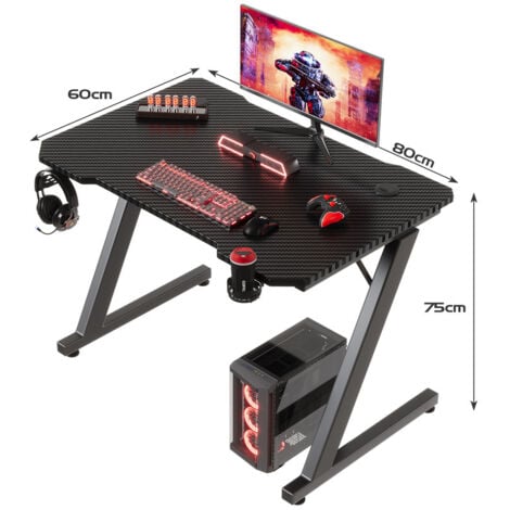 Devoko Table de jeu, 0.8x0.52m pieds Z Fibre de carbone cool lampe photosport table, avec porte-gobelet, porte-casque