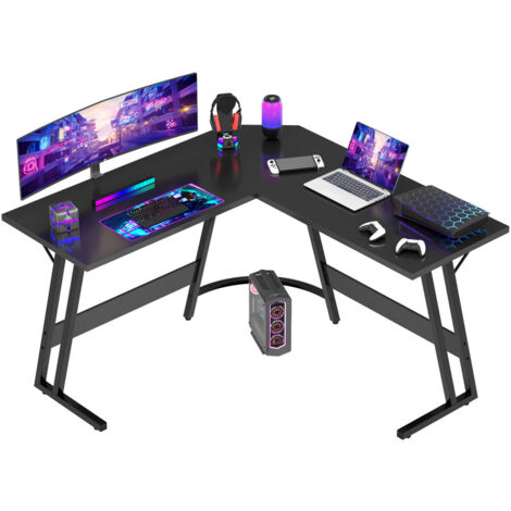 Devoko – Bureau d'ordinateur en L 1,2m – Cadre métallique robuste – Espace de travail optimisé pour moniteurs – Conception angle pour gain de place