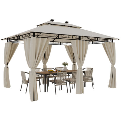 Devoko – Tonnelle de jardin pop up 3x4m – Imperméable UV50+ – Double toit avec éclairage LED – 8 piquets métalliques pour stabilité (1/5)