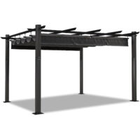 Devoko – Pergola rétractable 3 x 4m – toile polyester 180g/m² imperméable – structure aluminium anti-corrosion – protection UV – installation facile