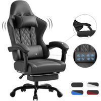 Devoko Chaise Gaming Ergonomique avec Massage Lombaire Intégré, Noir