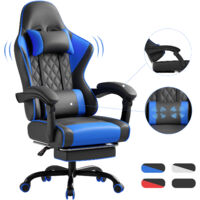 Devoko Chaise Gaming Ergonomique avec Massage Lombaire Intégré, Noir Bleu