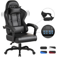 Devoko Chaise Gaming Ergonomique avec Massage Lombaire Intégré, Noir