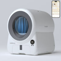 KuzmoTec Litière Chat Autonettoyante 75 L, Rideau d'air Intelligent Bloquant les Odeurs, Sécurité Quintuple, Blanc Gris