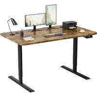 Standing Desk 140CM Electric Height Adjustable Desk Stand Up Home Office Computer Desk T-Shaped Metal Bracket Desk with Wood Tabletop and Memory Settings,Rust Brown