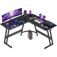 Devoko – Bureau d'angle 1.2m avec support pour moniteur – Surface spacieuse pour ordinateur et imprimante – Structure métallique robuste – Design moderne