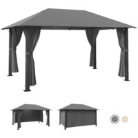 Devoke – Tonnelle de jardin 3x4 m – Bâche imperméable anti-déchirure 180g/m² – Cadre en aluminium métallique – 4 panneaux latéraux – Protection UV 50+ – Imperméable et résistant aux intempéries – Inst
