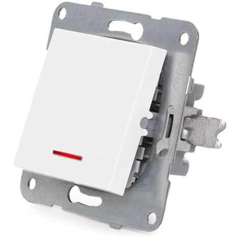 Pulsador Luminoso Panasonic Karre 10A 250V Bastidor Metálico con Garras/ Tecla Blanca/LED Rojo