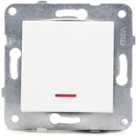 Pulsador Luminoso Panasonic Karre 10A 250V Bastidor Metálico con Garras/ Tecla Blanca/LED Rojo