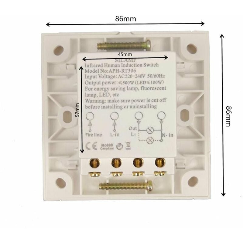 Sensor Detector de presencia PIR 45mm 220v 100w