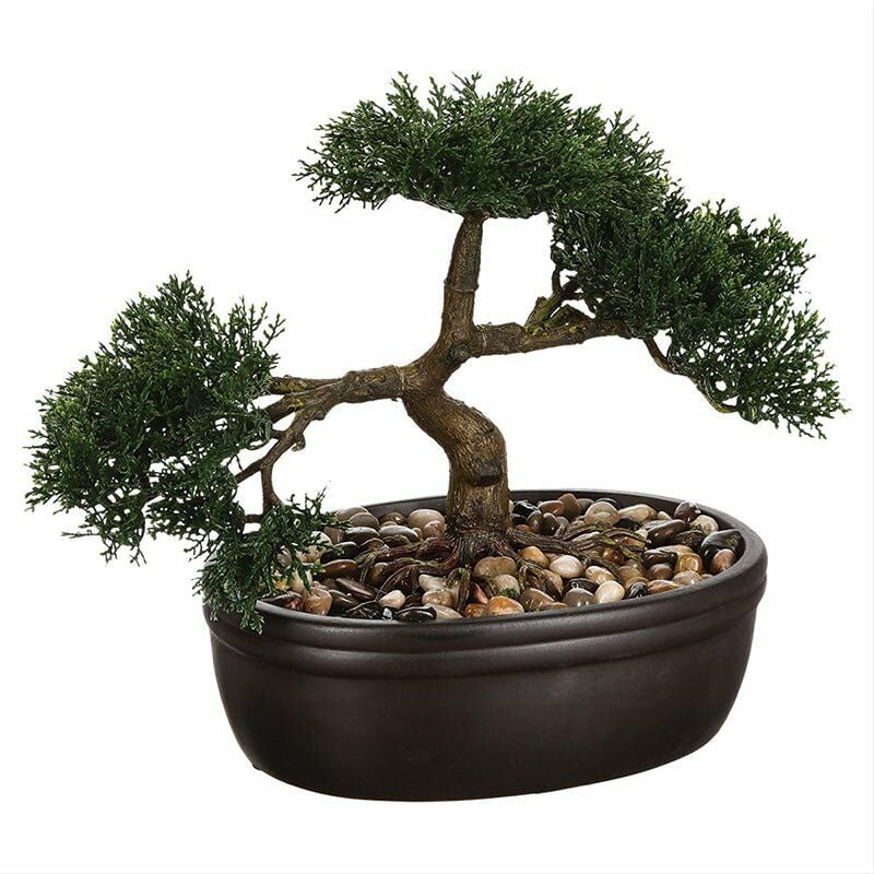 Bonsai artificial decorativo 23 cm con olla de cerámica