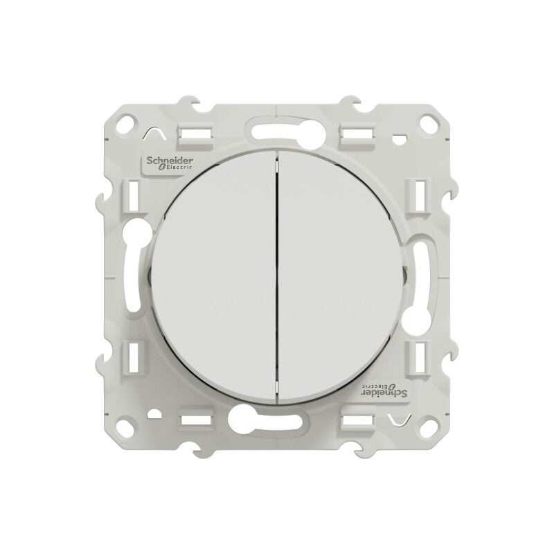 double va-et-vlent blanc connexion rapide fixation a vis odace, schneider electric, ref.s520214