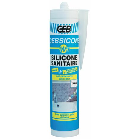 Mastic sanitaire silicone neutre Gebsicone W2 Translucide cartouche de 310  ml, GEB, Réf.890502