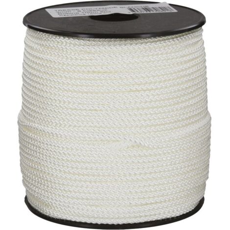 Corde Drisse Mixte 10mm, Blanche, 25 Mètres - Polyester Haute Ténacité, Pour Bateau, Voile, Camping, Fitness