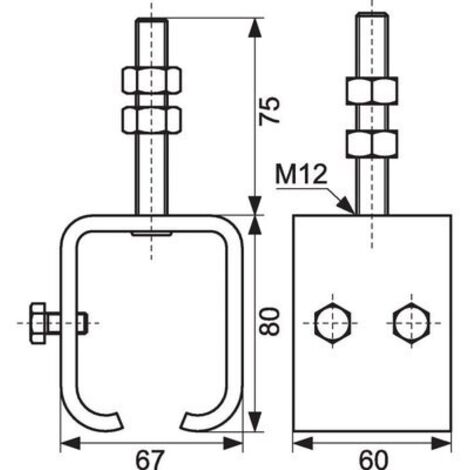 Support à tige filetée - pour rail SPORTUB 6255 - 6256 MANTION