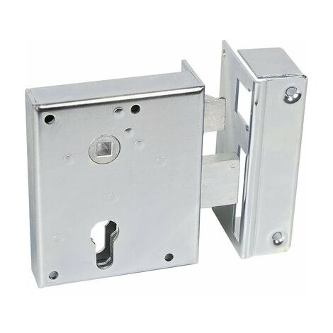 Vachette – Serrure monopoint en applique droite – Axe 60 mm – Entraxe 55 mm – Coffre acier zingué – Clé I – Pour portes d'entrée