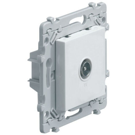 Hager – Prise TV directe Essensya blanche – Prise satellite et FM complète – Installation facile pour murs et plafonds – Compatible avec tous les téléviseurs