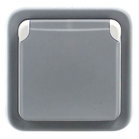 prise 2p+t avec eclips de protection programme plexo complet encastre gris 16a