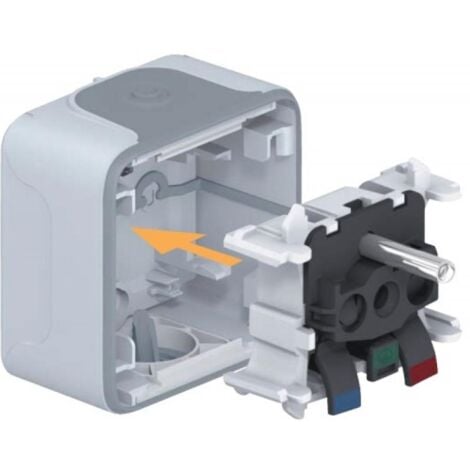 prise 2p+t avec eclips de protection programme plexo complet encastre gris 16a