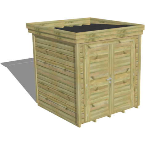 ABRI DE JARDIN bois Pin autoclave 27mm - 2,14x2,14m / 4,6m2 - Bac acier - Plancher bois