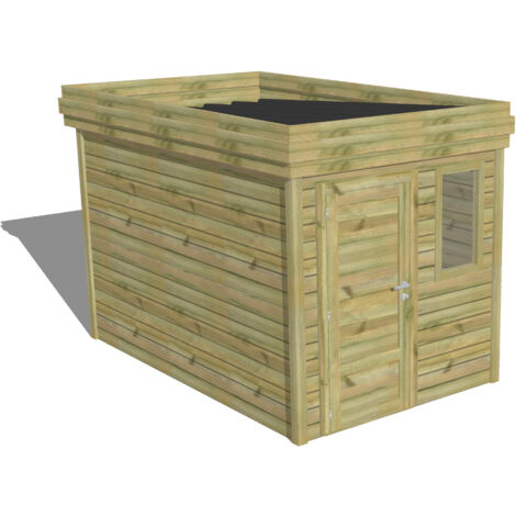 ABRI DE JARDIN bois Pin autoclave 27mm - 2,14x3,44m / 7,4m2 - Bac acier - Abri Français (1/5)