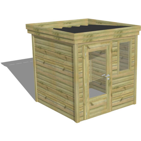 ABRI DE JARDIN bois Pin autoclave 27mm - 2,14x2,14m / 4,6m2 - Bac acier - Abri Français