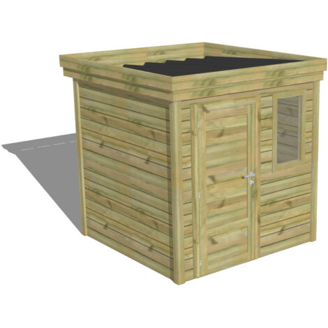 ABRI DE JARDIN bois Pin autoclave 27mm - 2,14x2,14m / 4,6m2 - Bac acier - Abri Français