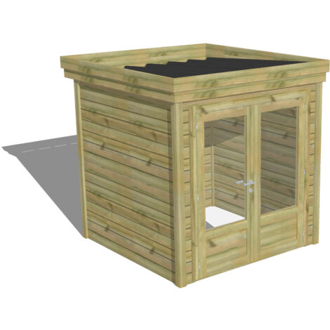 ABRI DE JARDIN bois Pin autoclave 27mm - 2,14x2,14m / 4,6m2 - Bac acier - Abri Français